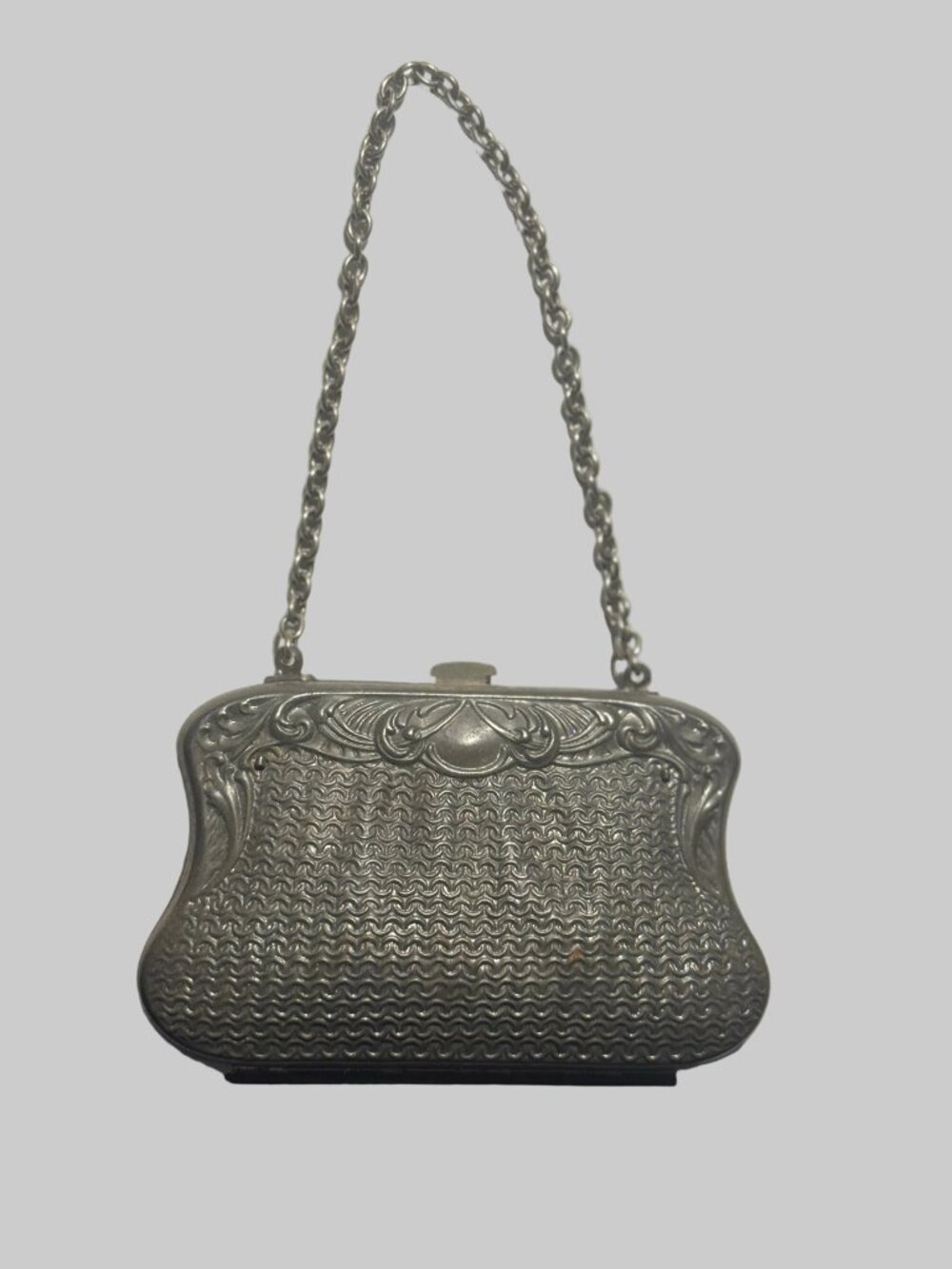 Rare Vintage Edwardian Faux Mesh Coin Purse Silver Metal Art Nouveau 1910s - Picture 3 of 4